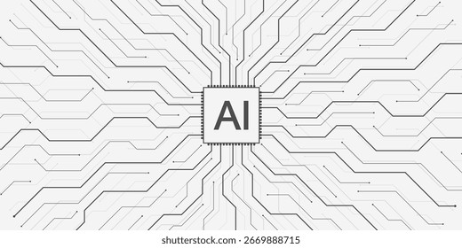 Fondo abstracto de la placa de circuito de la IA con componentes del chip y del circuito. Anuncio creativo de la IA de la idea de la innovación para la tecnología de Internet, cartel, cubierta, Anuncio, cabecera, presentación del Web Placa madre digital