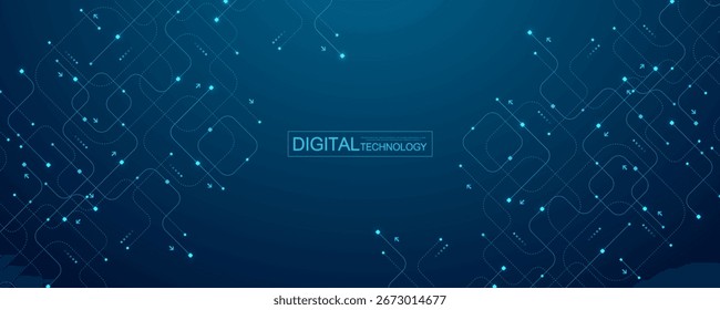 Fondo abstracto de la placa de circuito de la IA con componentes del chip y del circuito. Anuncio creativo de la IA de la idea de la innovación para la tecnología de Internet, cartel, cubierta, Anuncio, cabecera, presentación del Web Placa madre digital