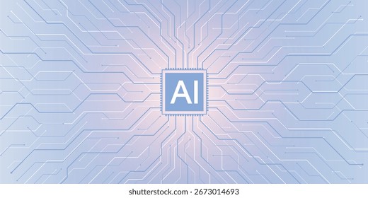 Fondo abstracto de la placa de circuito de la IA con componentes del chip y del circuito. Anuncio creativo de la IA de la idea de la innovación para la tecnología de Internet, cartel, cubierta, Anuncio, cabecera, presentación del Web Placa madre digital