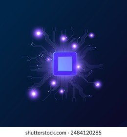 AI circuit board, Artificial intelligence chip core vector illustration. Digital technology. Central computer processors CPU. Big data, cloud computing, machine learning, information mining
