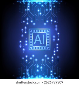 AI circuit board background. Artificial intelligence concept. Design for motherboard cyberpunk background.