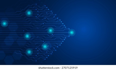Fundo da placa de circuito AI com chip, processador, fios e componentes de circuito. Moderna tecnologia de fundo.

Idioma das palavras-chave: Inglês