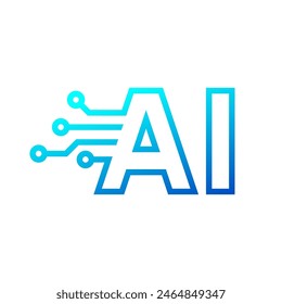 AI circuit icon, Electric processor chip, Artificial intelligence technology graphic design logo, Vector illustration