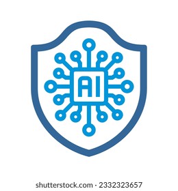 AI circuit with security shield icon isolated on transparent background. artificial, intelligent, shield, secure, cyberspace, programming, intelligence, automation, circuit, tech