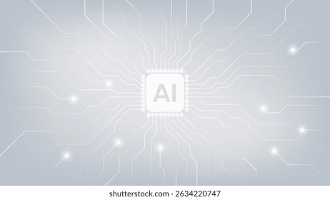 AI Circuit Vector with Digital Technology Electronic Data Network and AI Computer Background.
