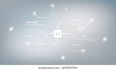 Vetor de Circuito de IA com Tecnologia Digital Rede de Dados Eletrônicos e AI Computer Background.