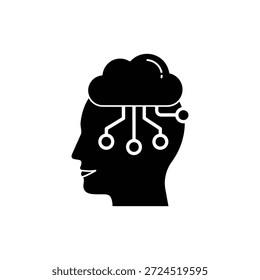 AI Cloud Brain Perfil humano Minimal Black Icon