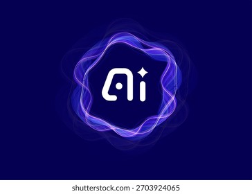 AI Cloud Circle Wave Logo Konzept, Künstliche Intelligenz Abstraktes Icon. Automatisierung Generieren Technologie, Computer Machine Learning Denken. Digitale Transformation der Zukunft. Vektorgrafik