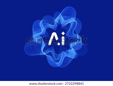 AI Cloud Circle Wave Logo Concept, Artificial Intelligence Abstract Icon. Automation Generate Technology, Computer Machine Learning Thinking. Future Digital Transformation. Vector Illustration