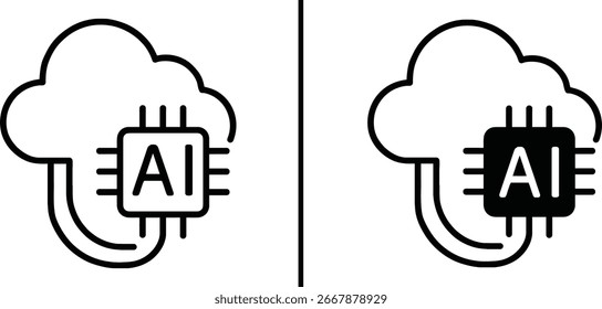 AI Cloud Computing - Artificial Intelligence Chip and Cloud Storage Icon




