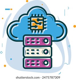 ai cloud computing concept, large language models infrastructure vector icon design, Artificial general intelligence symbol, Natural Language Processing sign, Machine Deep Learning stock illustration