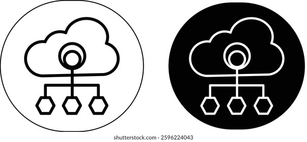 AI Cloud Computing Icon – Digital Cloud with Network Nodes Representing Artificial Intelligence Data Storage, Connectivity, and Technology with Transparent Background.