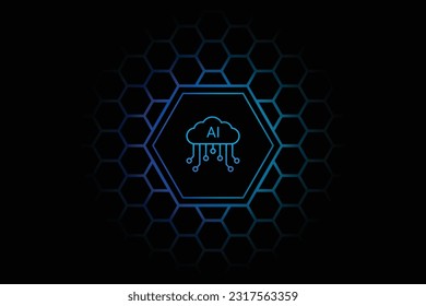 Ai cloud data hexagon technology cyberspace abstract vector background. Modern technology business background. futuristic tech background.