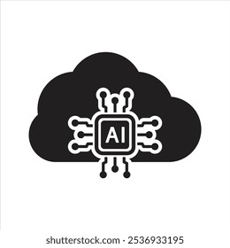 Icono de la nube de IA. Icono de inteligencia artificial