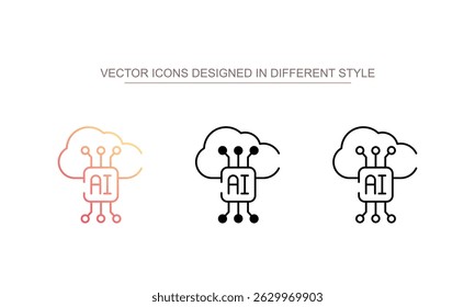 Ai Cloud icon design with white background stock illustration