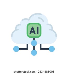 Estilo plano del icono de la nube de la IA