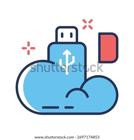 AI cloud icon representing cloud computing, data storage, and smart technology.