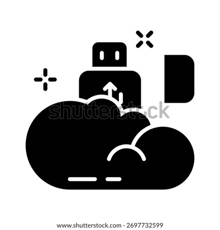 AI cloud icon representing cloud computing, data storage, and smart technology.