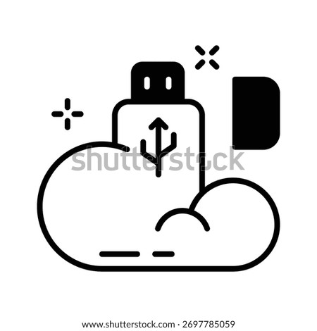 AI cloud icon representing cloud computing, data storage, and smart technology.