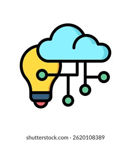 Icono De Idea De Nube De Ai Ilustración vectorial De Color Lineal