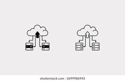 Conjunto de iconos de Vector de AI Cloud Server ilustración de stock
