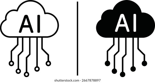  Symbol für AI-Cloud-Technologie und Platine