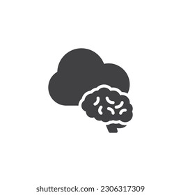 ai cloud vector icon. filled flat sign for mobile concept and web design. Cloud and brain glyph icon. Symbol, logo illustration. Vector graphics