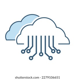 AI clouds back up process and AI-artificial intelligence icon, symbol, technology system and artificial intelligence world vector illustration
