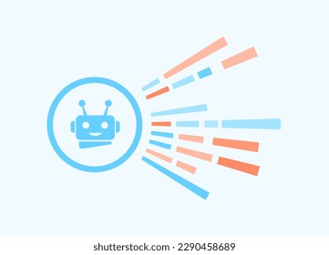 AI Code Generator concept illustration. Artificial intelligent writer, software developer and ai text generator chatbot. Ai coding tools trained on vast corpuses. illustration on blue background