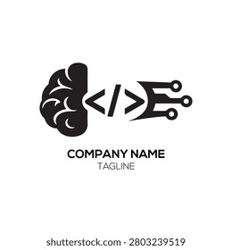 AI Code Generator logo combines a minimalist brain silhouette with embedded computational symbols like brackets and slashes, representing synthetic intellect and algorithmic mastery, ideal for machine learning startups, coding educational platforms, or advanced data science firms needing a cerebral and technical brand mark.