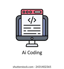 Ai Coding vector filled outline Icon Design illustration. Graphic Design Symbol on White background EPS 10 File