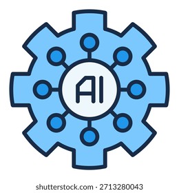 AI Cog Wheel Vektor Künstliche Intelligenz Cog Wheel Konzept farbiges Symbol oder Symbol im dünnen Linienstil