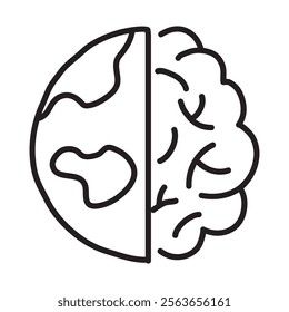 AI Cognitive Computing Icon – Brain with Data Processing and Automation