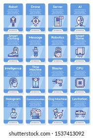 Ai color linear vector icons set. Machine learning algorithms and futuristic innovations. Artificial intelligence thin line illustrations. Robotic technologies, automation outline symbols collection