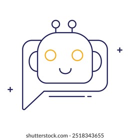 AI Comunicación y Chatbot Tecnología Vector Icon Design, bot de chat, asistente de IA, asistente virtual, bot de mensajería