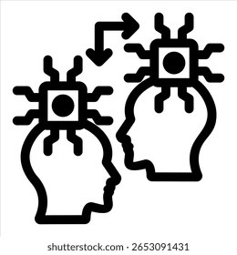 Concepto de comunicación de IA Ilustración vectorial de íconos negros