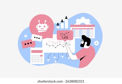 Ai competitor analysis tools deliver real-time insights, benchmark global market share, uncover keyword gaps and optimize seo strategic decisions for growth. Competitor analysis vector illustration