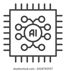 AI Computer Chip vector Artificial Intelligence Tech concept thin line icon or symbol