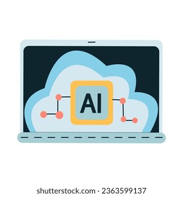 AI computer laptop showing AI technology and computing power.
