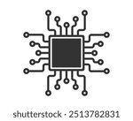 AI Computer Microchip Icon. CPU Processor Chip symbol. Digital Circuit Microchip sign. Semiconductor Chip. Vector illustration. Isolated on white background.