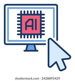 Ai Computer and Mouse Cursor vector Artificial Intelligence concept colored icon or logo element