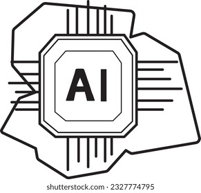 AI-Computersystem, Wirtschaftstechnologie und Wissenschaftskonzept, Flachbild-Kunstsymbol.