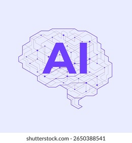 AI computing concept. Artificial intelligence brain futuristic digital. Vector illustration.