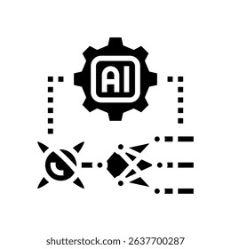 ai and computing merge quantum computer glyph icon vector. ai and computing merge quantum computer sign. isolated symbol illustration