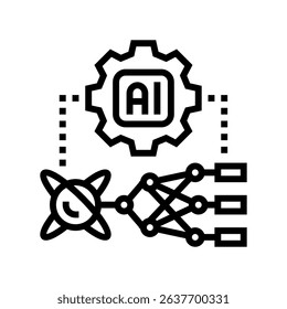 ai and computing merge quantum computer line icon vector. ai and computing merge quantum computer sign. isolated contour symbol black illustration