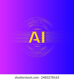 AI concept. artificial intelligence and digital world. artificial intelligence interface on gradient background
