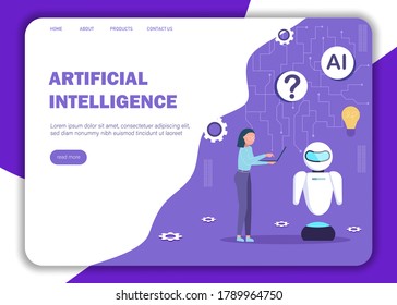 Ai concept. Ai background with futuristic funny character with artificial intelligence for mobile messenger.