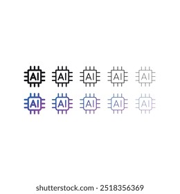 AI concept with chip on white background. Computer chip and AI logo