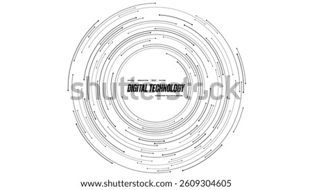  AI concept. Concentric elegant circle tech background with circuit wires on a white background. Technology bg with design elements. Web banner. Abstract futuristic vector illustration. 
