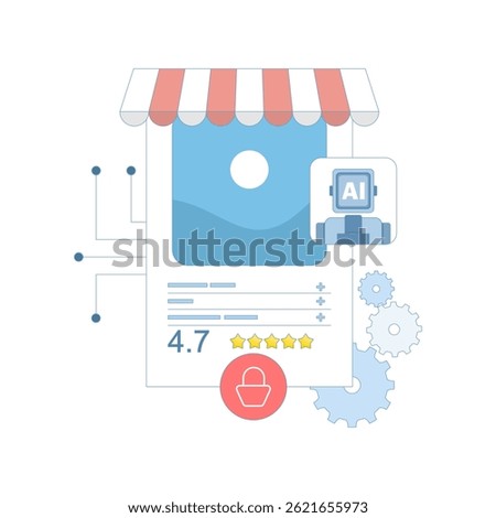 AI concept enhances customer experience. Personalized predictive product recommendations, martech and AI using data analytics and machine learning marketing. Flat vector illustration.